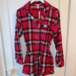 NWT Victoria Secret Flannel Tie Romper